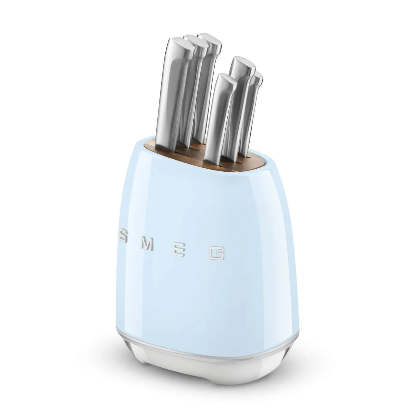 Smeg 50's Style Retro KBSF02 7-Piece Knife Block Set - Pastel Blue