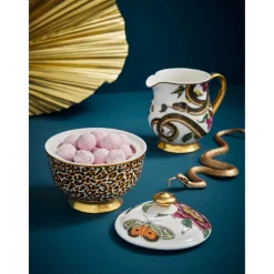 Spode Creatures of Curiosity Sugar Bowl with Lid - Floral / Leopard