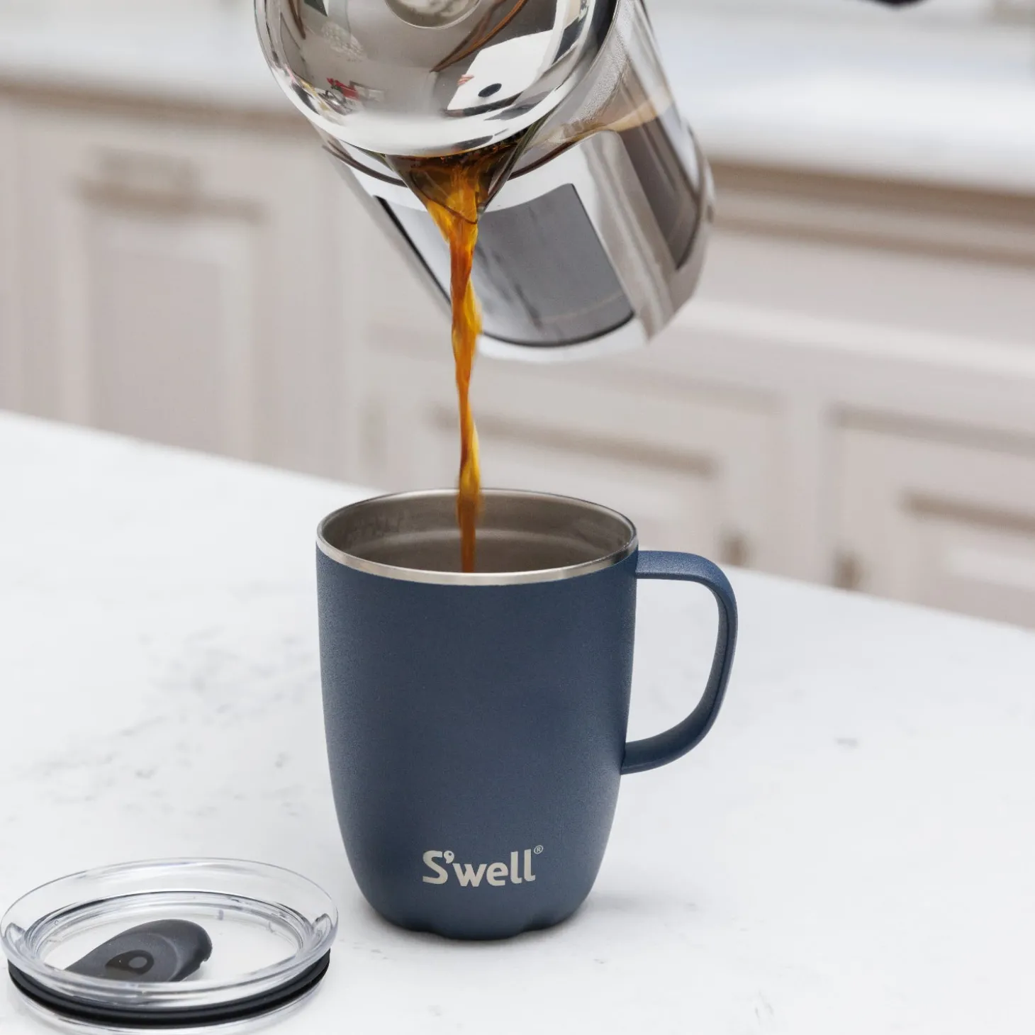 S'well 350ml Travel Mug with Handle - Azurite