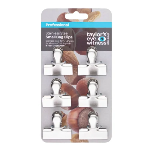 Taylor's Eye Witness 6 Piece Small Bag Clip Set - Stainless Steel