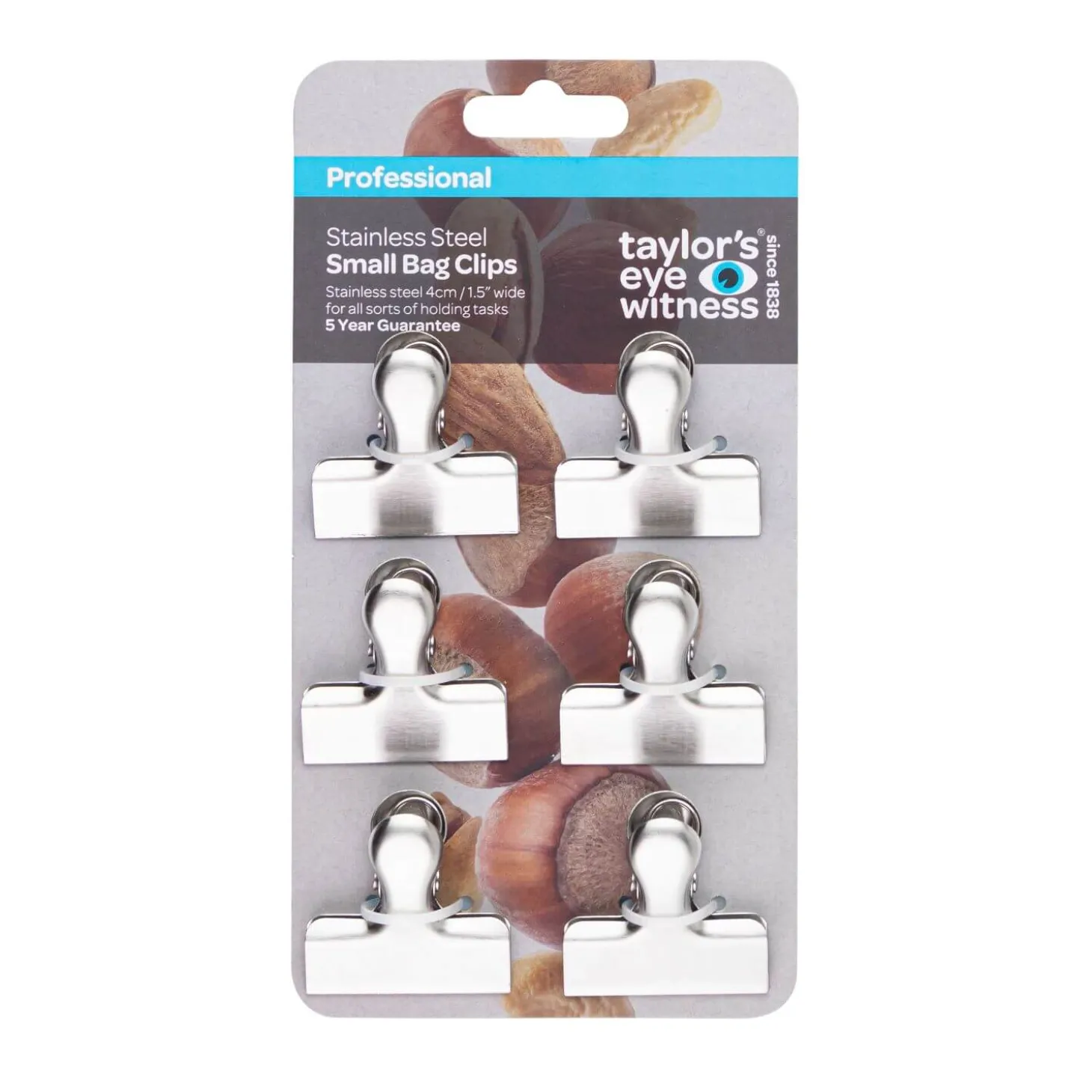 Taylor's Eye Witness 6 Piece Small Bag Clip Set - Stainless Steel