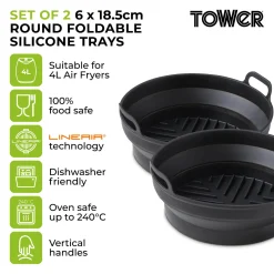 Tower Air Fryer Round Foldable Trays - Pack of 2