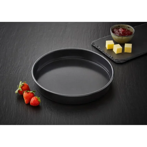 Tower Precision Plus Carbon Steel 23cm Round Non-Stick Loose Base Sandwich Tin - Black