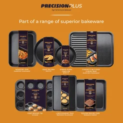 Tower Precision Plus Carbon Steel 18cm Round Non-Stick Loose Base Sandwich Tin - Black