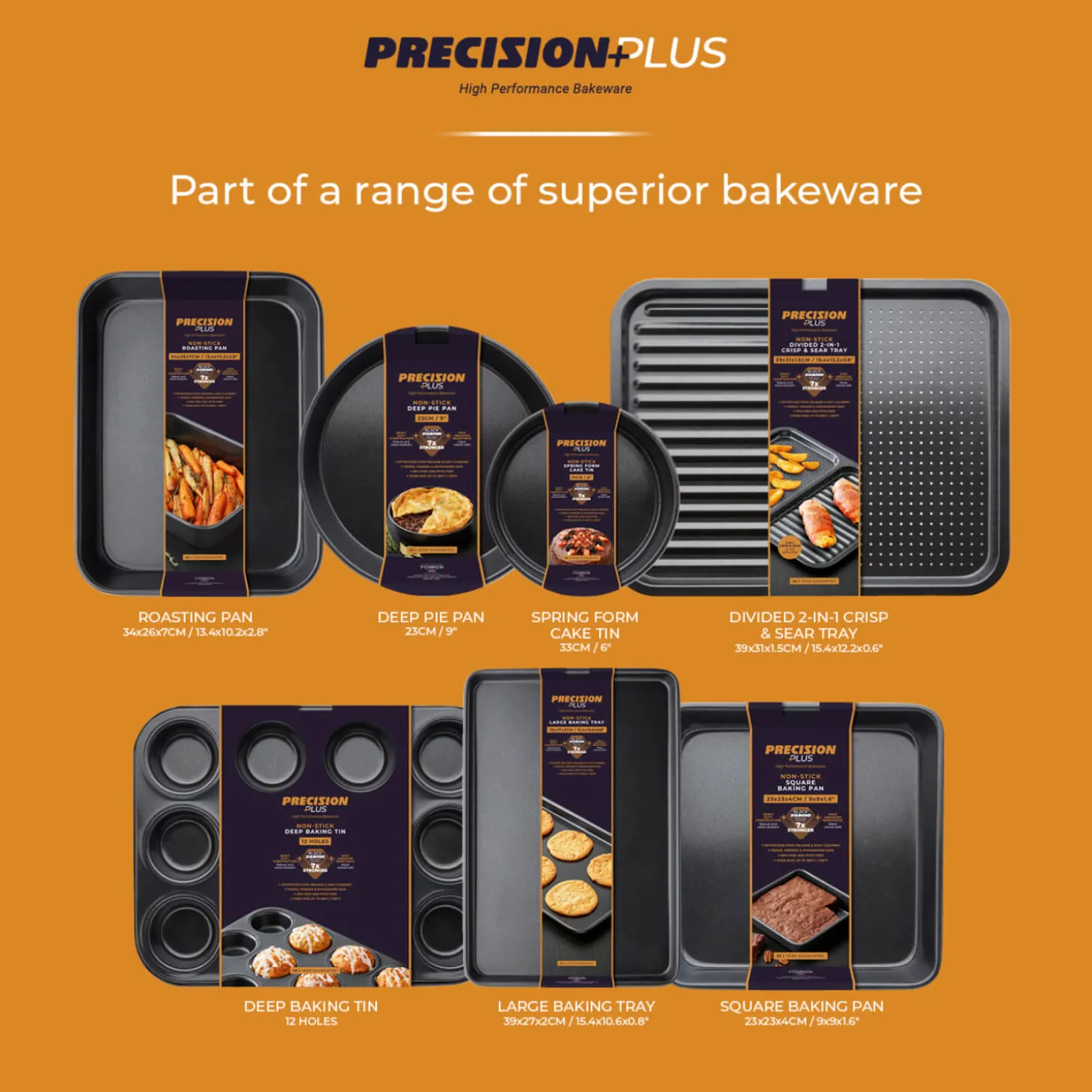 Tower Precision Plus Carbon Steel 20cm Round Non-Stick Loose Base Deep Cake Tin - Black