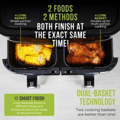 Tower T17151 Vortx 8L Vizion Dual Basket Digital Air Fryer - Black
