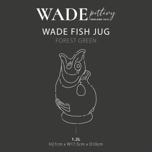 Wade Fish Earthenware 1.2 Litre Gluggle Jug - Forest Green
