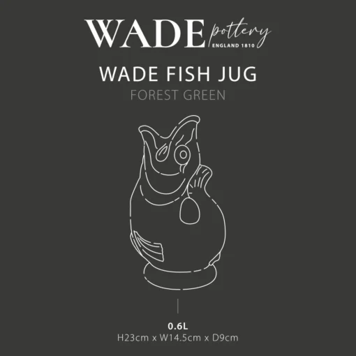 Wade Fish Earthenware 0.6 Litre Gluggle Jug - Forest Green