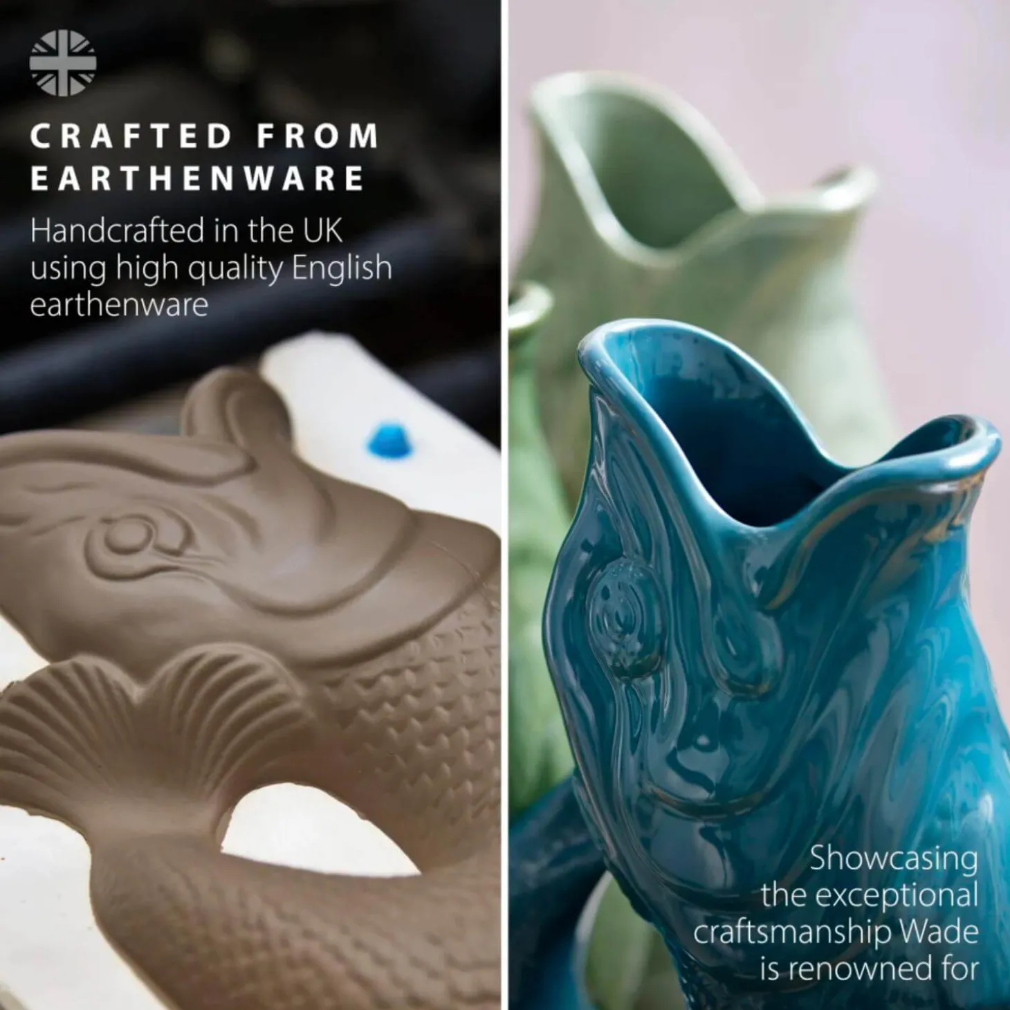 Wade Fish Earthenware 0.6 Litre Gluggle Jug - Agave