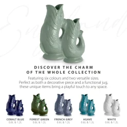Wade Fish Earthenware 0.6 Litre Gluggle Jug - Sage