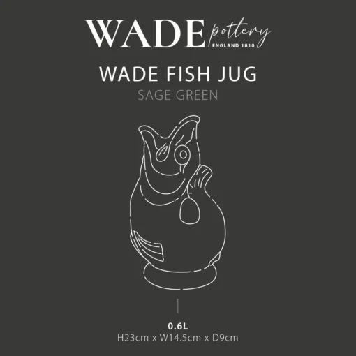 Wade Fish Earthenware 0.6 Litre Gluggle Jug - Sage