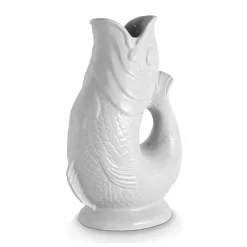 Wade Fish Earthenware 1.2 Litre Gluggle Jug - White
