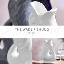 Wade Fish Earthenware 1.2 Litre Gluggle Jug - White