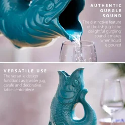 Wade Fish Earthenware 1.2 Litre Gluggle Jug - Agave