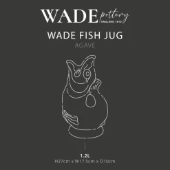 Wade Fish Earthenware 1.2 Litre Gluggle Jug - Agave