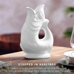 Wade Fish Earthenware 0.6 Litre Gluggle Jug - White