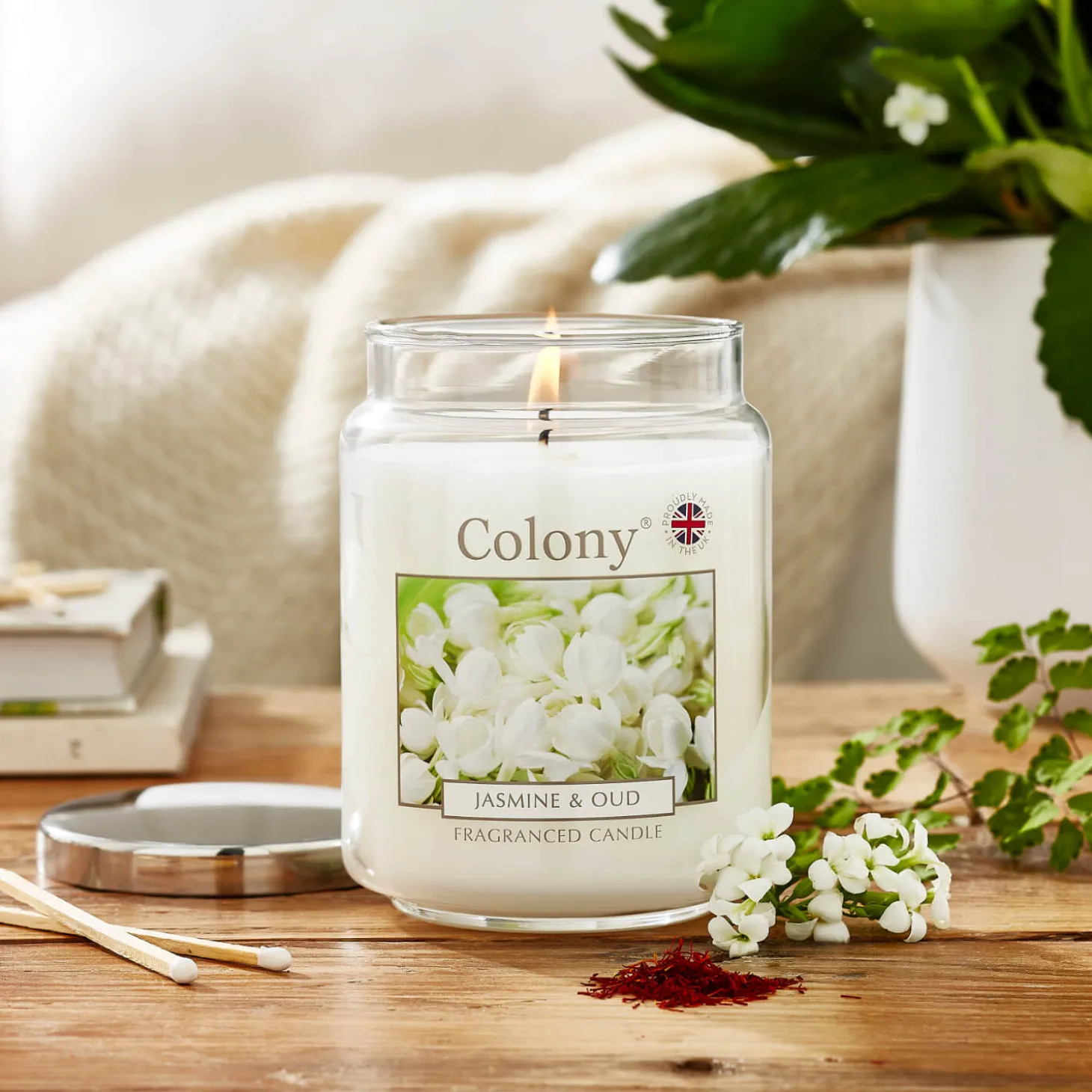 Wax Lyrical Colony Large Scented Candle Jar - Jasmine & Oud