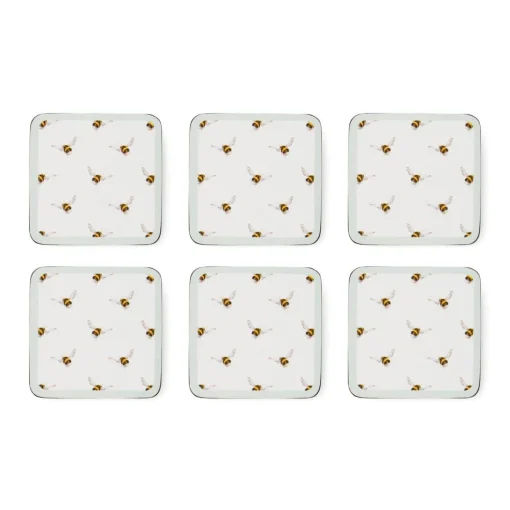 Wrendale Designs by Hannah Dale 6 Piece Coaster Set - Flight of the Bumblee