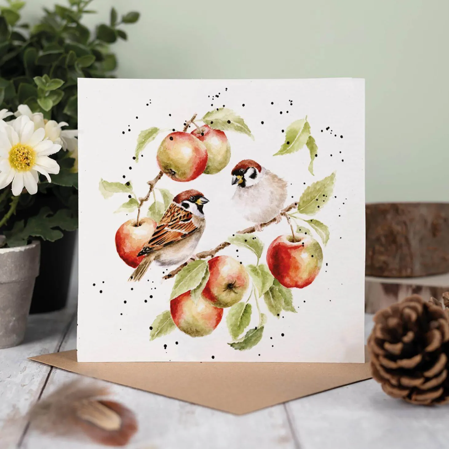 Wrendale Designs by Hannah Dale Card - The Apple Tree - Sparrow