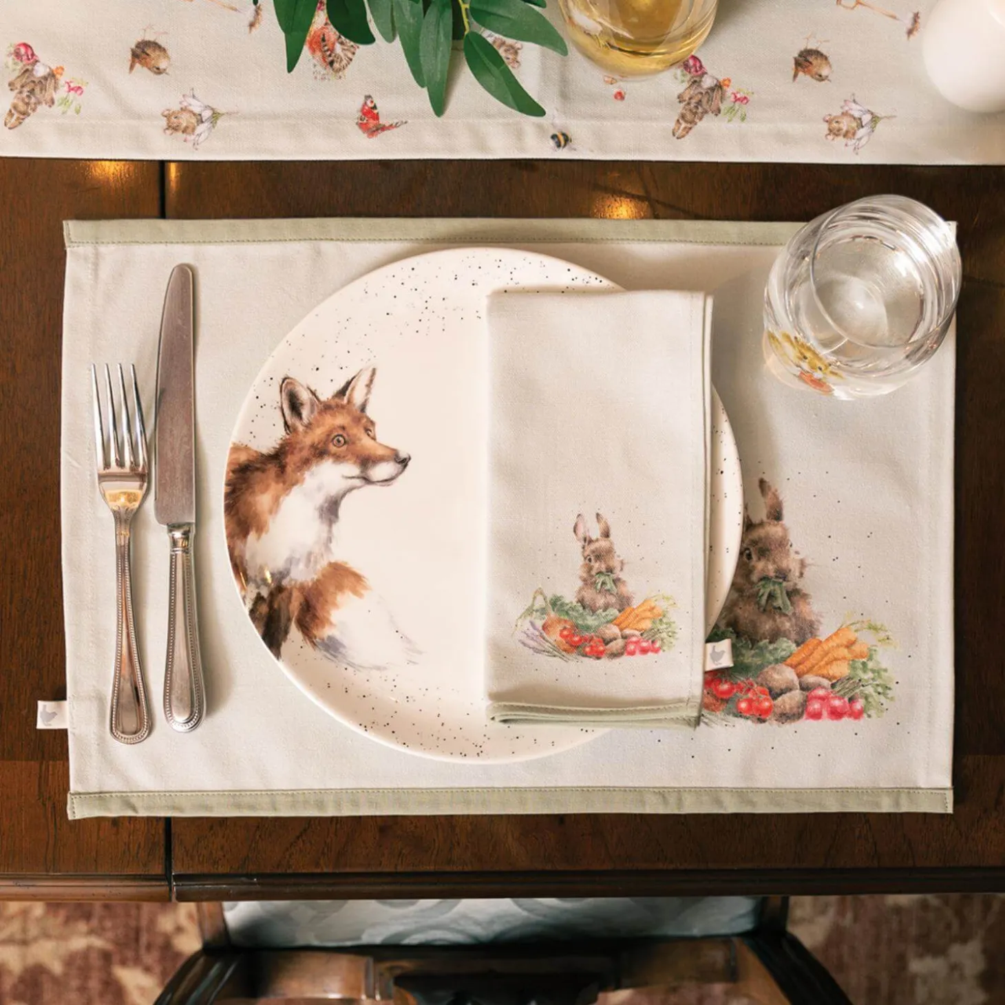 Wrendale Designs by Hannah Dale 100% Cotton Fabric  Set of 4 Napkins - Garden Friends
