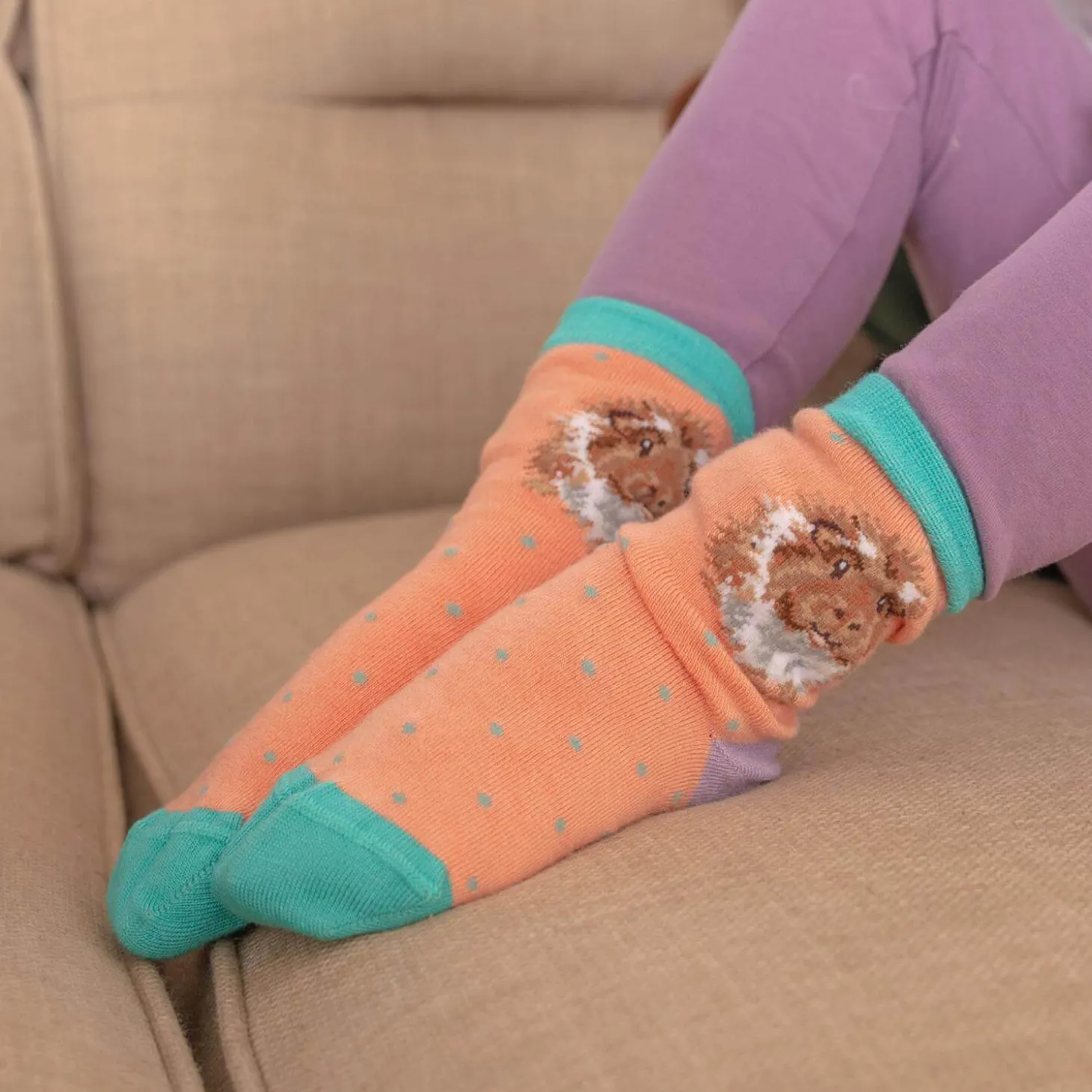 Wrendale Designs By Hannah Dale Childrens 6 to 8½ Bamboo Socks - Grinny Pig