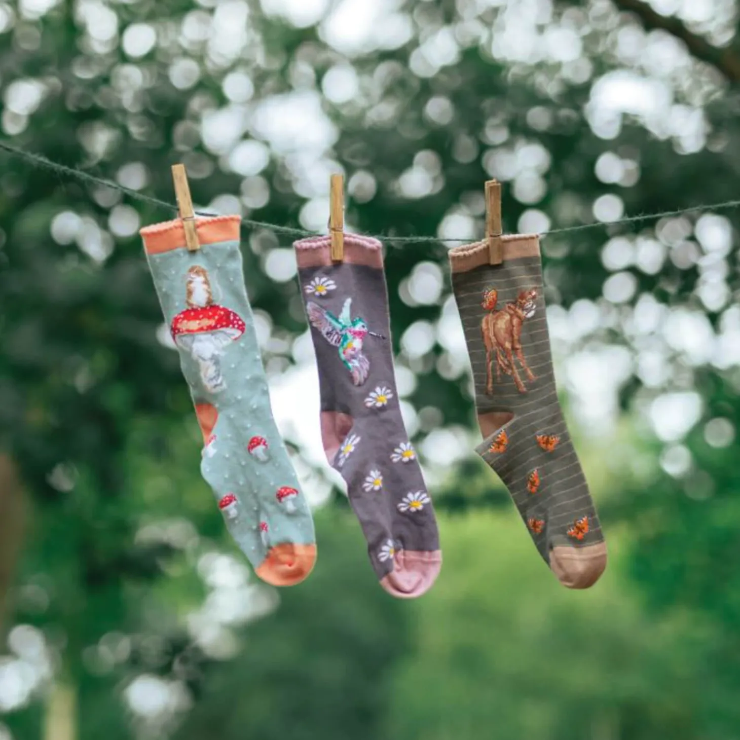 Wrendale Designs by Hannah Dale Ladies Bird Socks - Wisteria Wishes