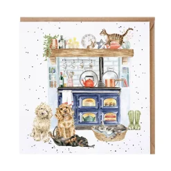 Wrendale Designs By Hannah Dale Card - Country Kitchen - Dog & Cat