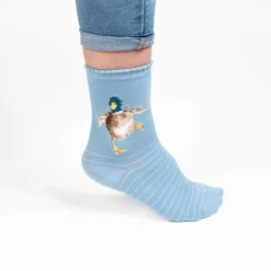 Wrendale Designs by Hannah Dale Ladies Blue Socks - A Waddle & A Quack