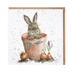 Wrendale Designs by Hannah Dale Card - The Flower Pot - Rabbit