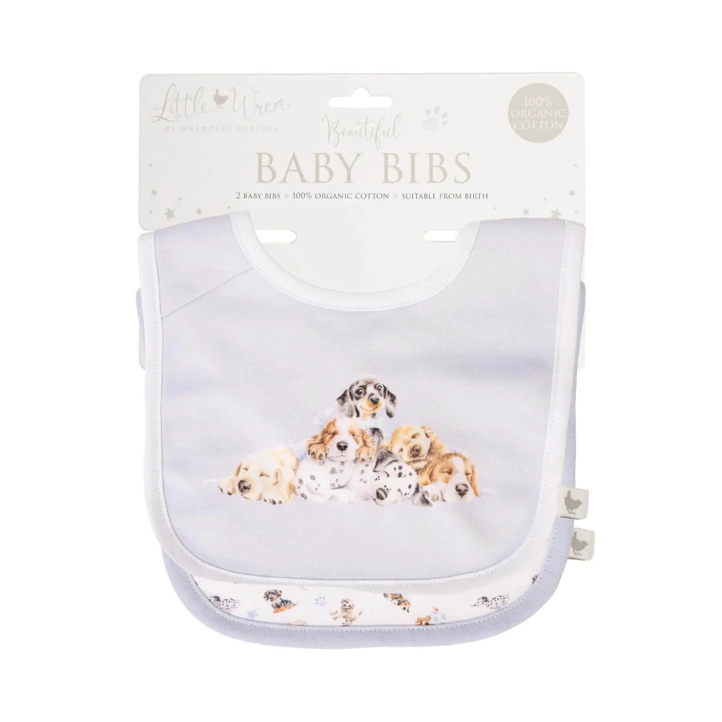 Wrendale Designs by Hannah Dale Little Wren 100% Cotton Bib Gift Set - Little Paws