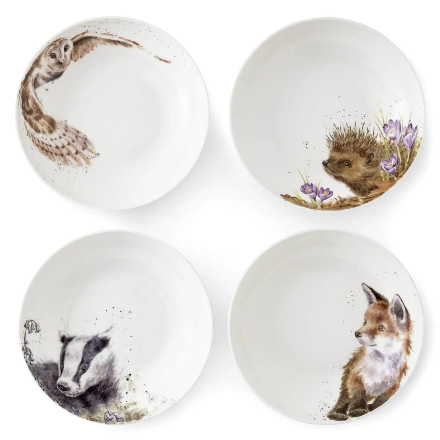 Wrendale Designs by Hannah Dale 4-Piece Coupe Pasta Bowl Set - Woodland Animals