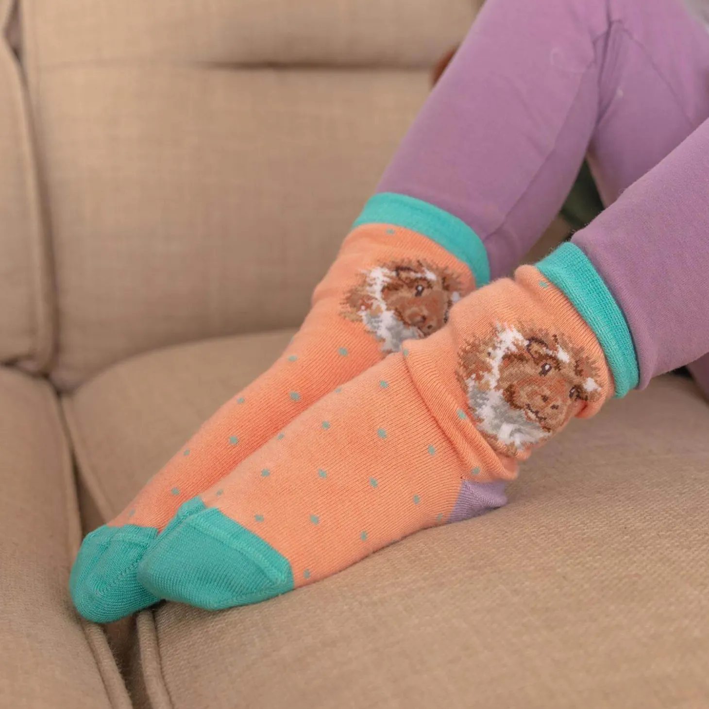 Wrendale Designs By Hannah Dale Childrens 9 to 12 Bamboo Socks - Grinny Pig