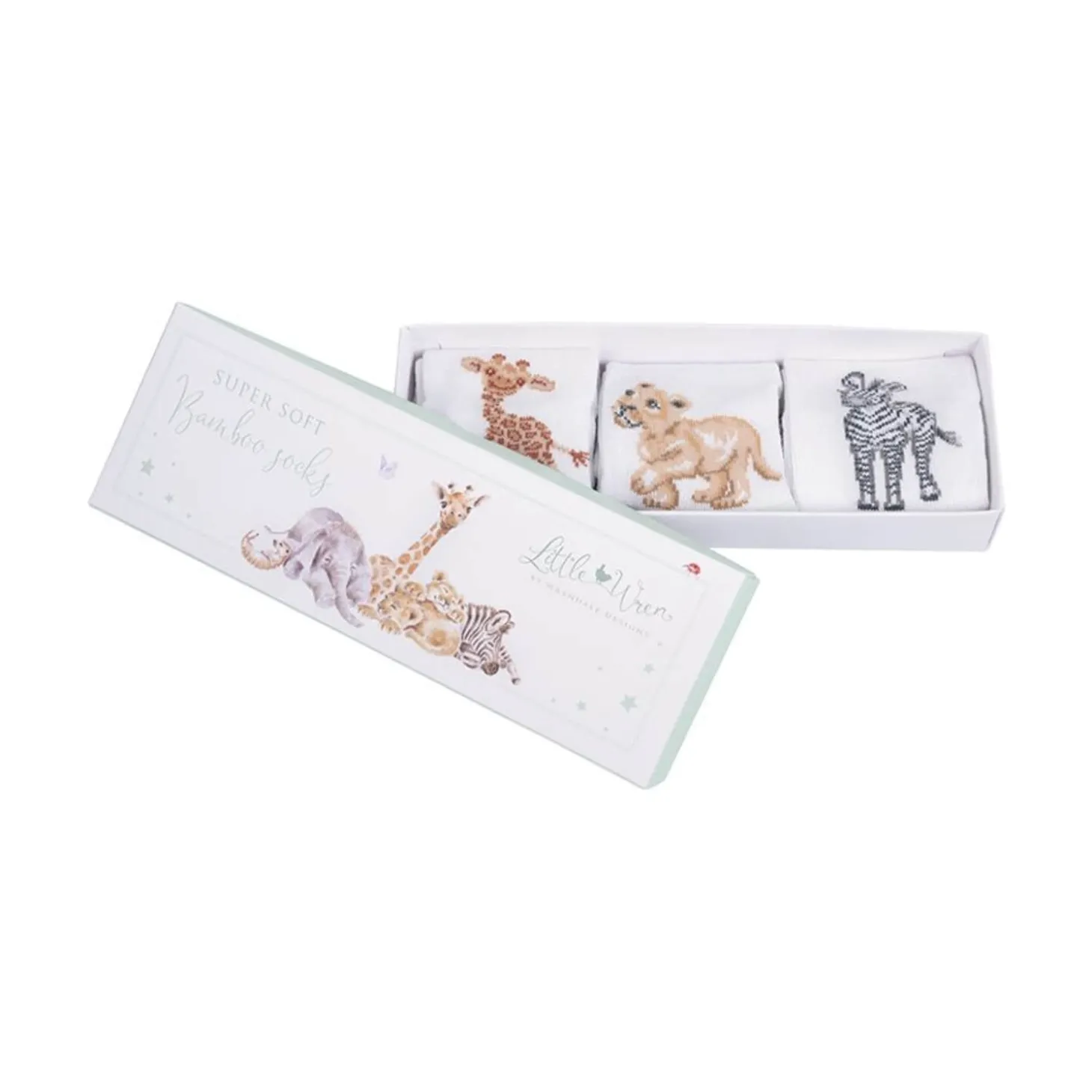 Wrendale Designs Little Wren Little Savannah African Animal Bamboo Baby Socks - 0-6 Months