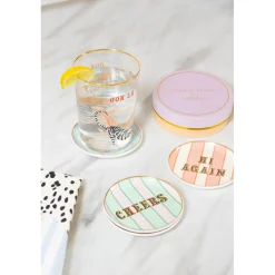 Yvonne Ellen Fine China 4-Piece Coaster Set - Slogan