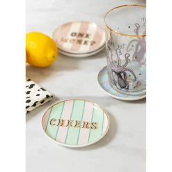 Yvonne Ellen Fine China 4-Piece Coaster Set - Slogan