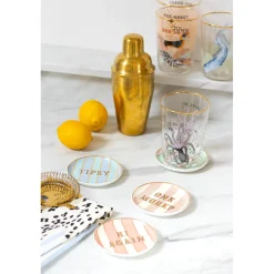 Yvonne Ellen Fine China 4-Piece Coaster Set - Slogan