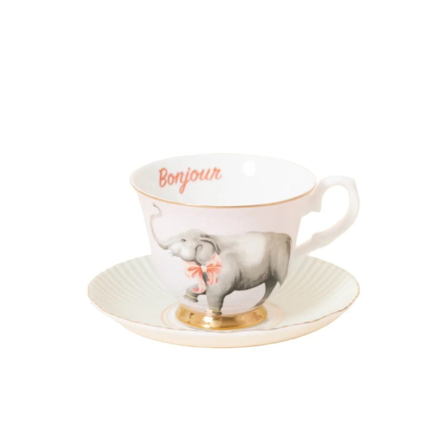 Yvonne Ellen Fine China Teacup & Saucer - Elephant