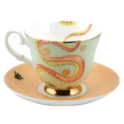 Yvonne Ellen Fine China Teacup & Saucer - Snakey