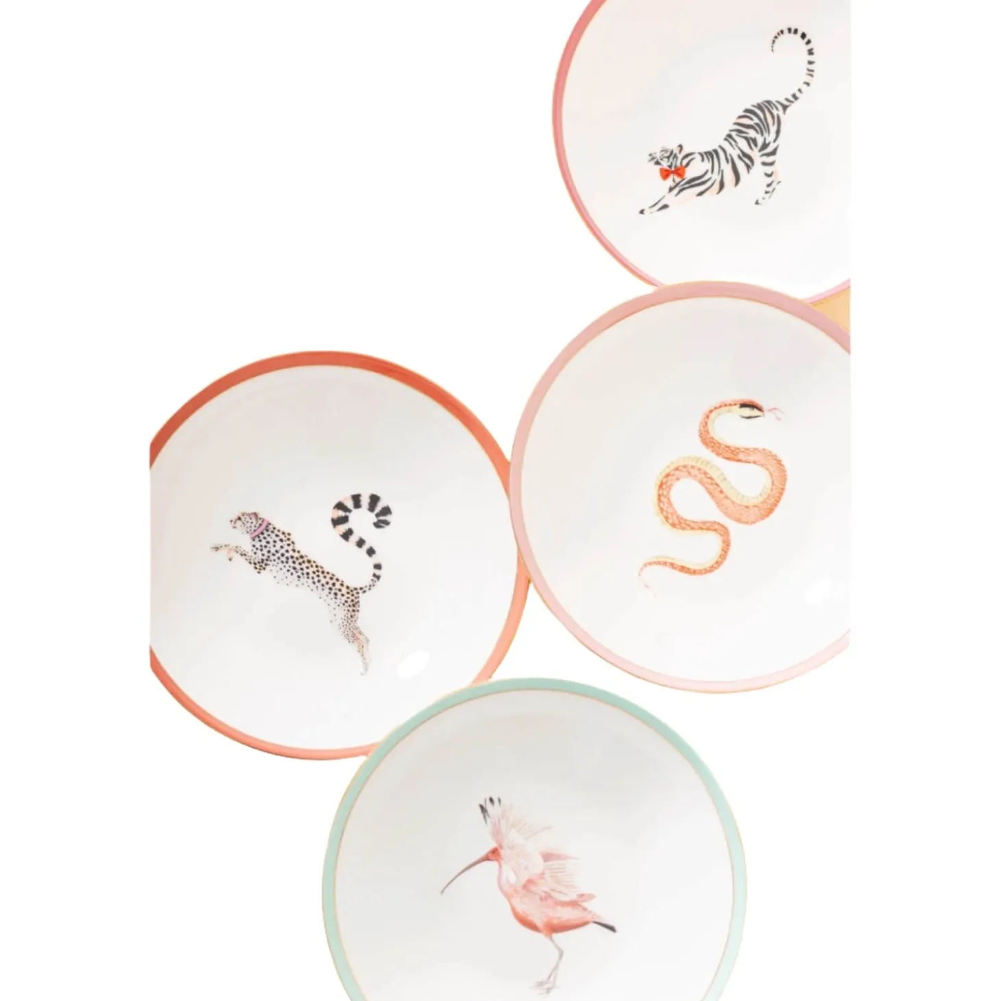 Yvonne Ellen 4-Piece Fine China Pasta Bowls - Animal