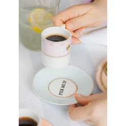 Yvonne Ellen 2-Piece Fine China Espresso Cup & Saucer - Slogan