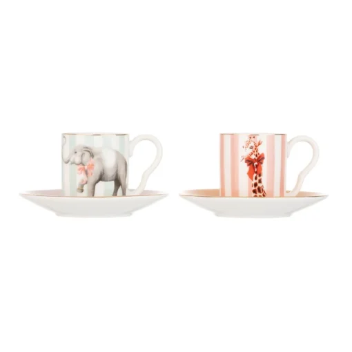 Yvonne Ellen 2-Piece Fine China Espresso Cup & Saucer - Animal