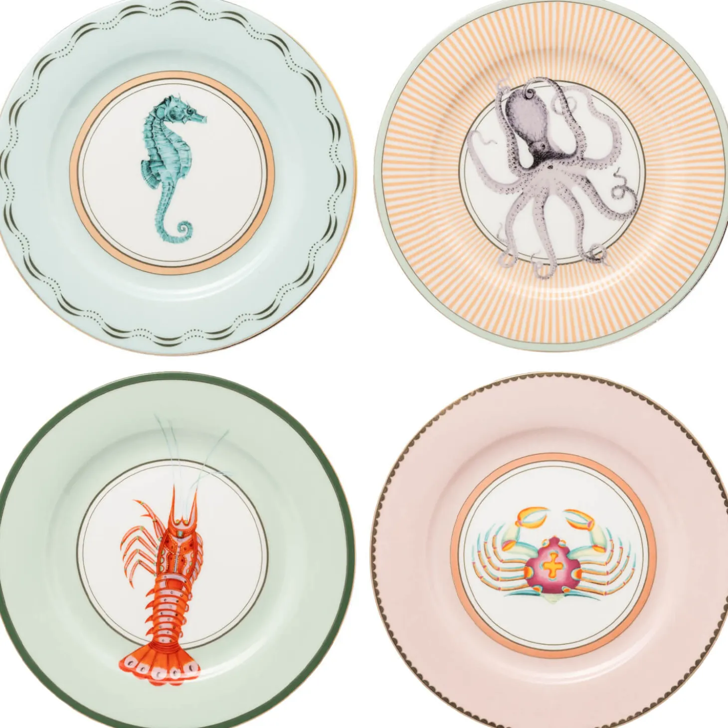 Yvonne Ellen 4-Piece Fine China Side Plates - Under The Sea
